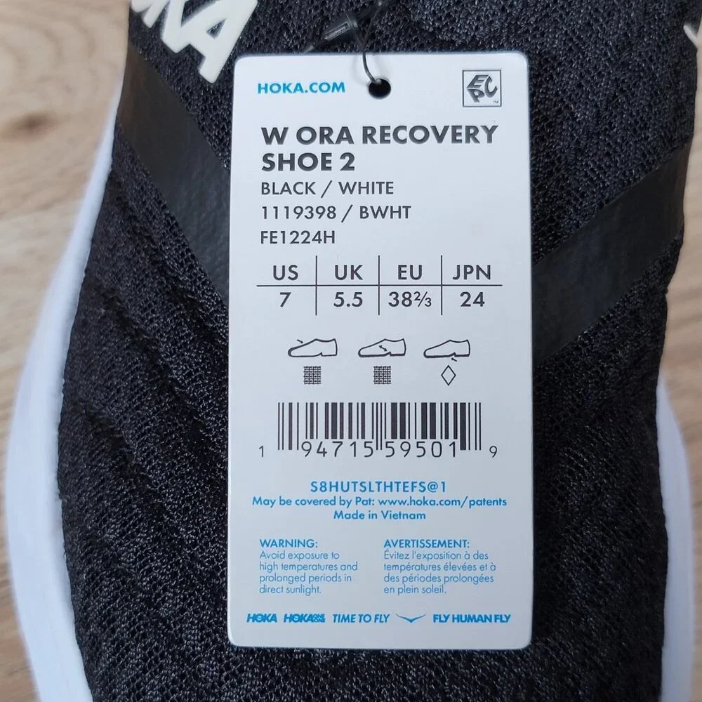 Hoka One One Ora Recovery 2 Shoes Womens Sz 7 B White Black athletic Sneaker - Picture 7 of 8